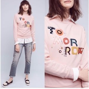 Anthropologie Postmark Brand Tomorrow Mock Neck Cotton Sweatshirt M Pink